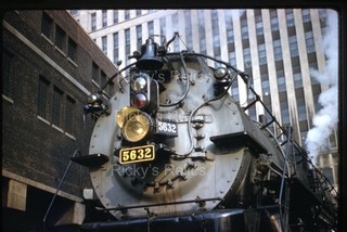 Original Slide CB&Q #5632 4 8 4 Steam Loco Burlington 1958 Chicago IL