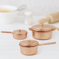 Miniatur Kochtopf-Set 3-Teilig Kupfer Metall Wichtel ZubehöR WichtelküChe Deko