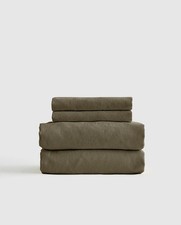 NWT Quince King Sheet Set 4pc Crisp Percale Dusty Olive Organic Cotton 99.90