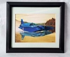 UNIQUE FRAMED AND MOUNTED  PRINT OF  "BLUEBIRD K7" ON LAKE CONISTON. 39cm x 34cm