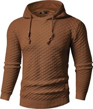 Men's Heavyweight Knit Hoodie Streetwear Drawstring Long Sleeve