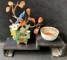 Chinese Jade Floral Tree with Bird and Japanese Bowl - Z#1001