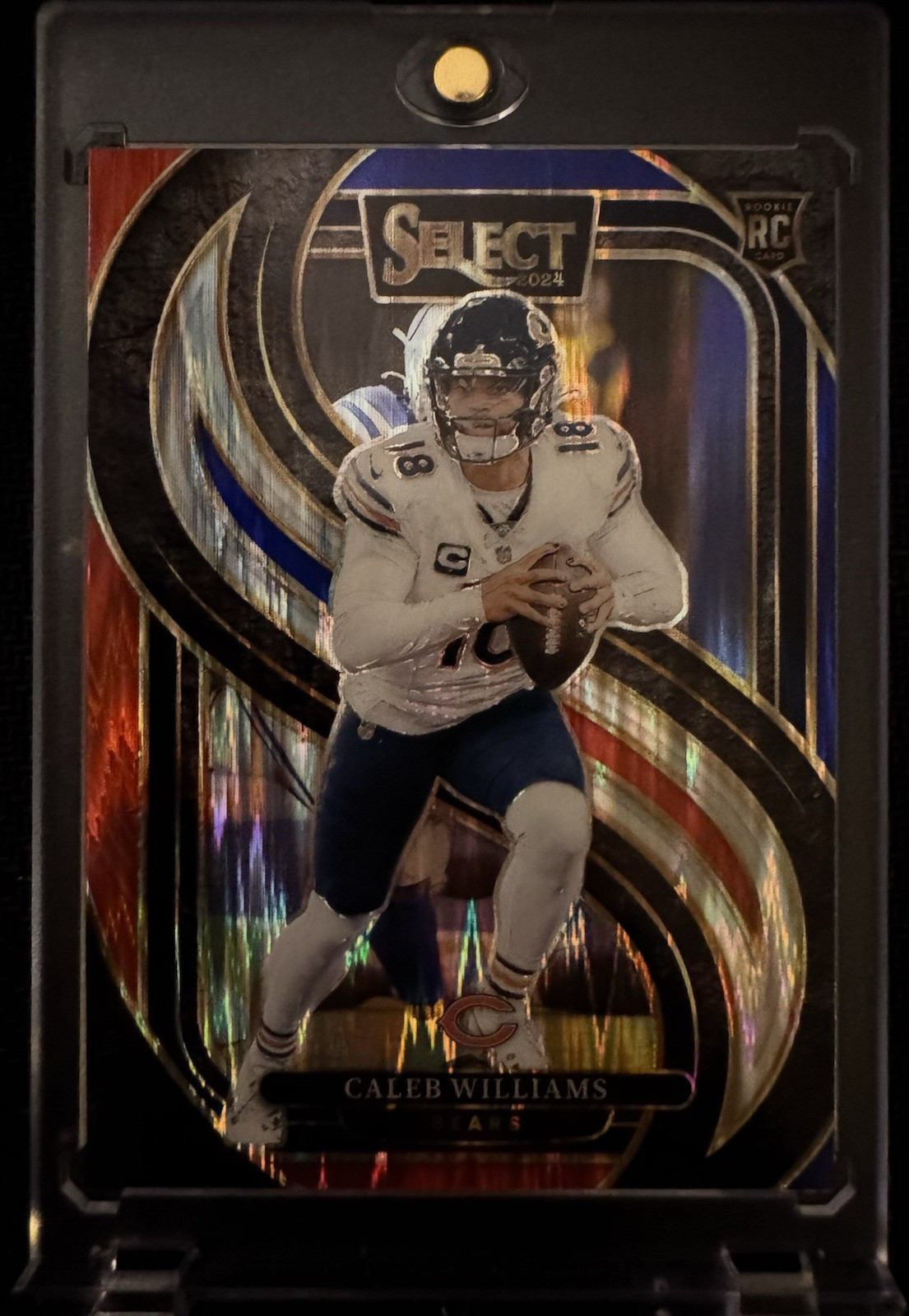 Caleb Williams 2024 Panini Select #114 Red and Blue Shock Premier Prizm
