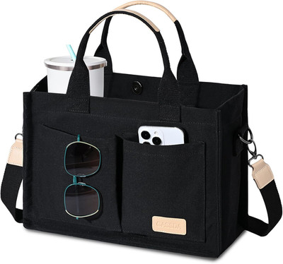 Canvas Tote Bag for Women Crossbody Work Purse with Pockets Top Handle Handbag S