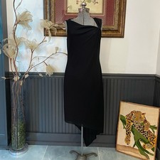 David Meister LBD Asymmetrical Gathered Gothic Cocktail Dress - Sz 12 💚🎀
