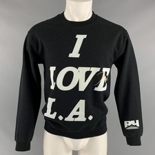 RHUDE Size XS Black White Graphic Cotton Crew-Neck Sweatshirt