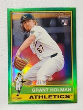 Grant Holman 2025 Topps Heritage Green Rookie Refractor #53/99 RC Athletics