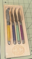 Laguiole Jean DuBost 4 Piece Cheese Knife Set New In Opened Package Multi Colors