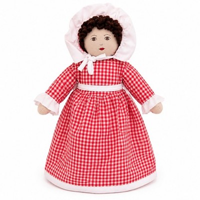 Vintage Topsy Turvy Rag Doll Reversible Gingham Red White Handmade Folk Art 14''