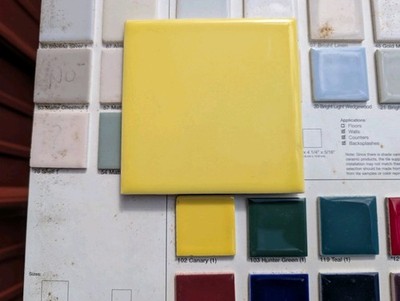 4 pcs American Olean Designer Accent 4-1/4'' Canary Yellow 102 Ceramic Tile New