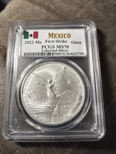 2022 1OZ Libertad Silver PCGS MS70 FLAG LABEL FIRST STRIKE LOOK MO Mexico MINT