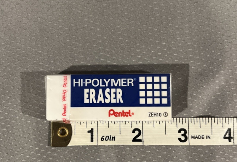 NIP Pentel Hi-Polymer Eraser Large 2.5" x 1" Nonabrasive White ZEH10 In Plastic