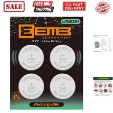 3.7V Rechargeable 2032H Batteries Lithium-ion Coin Cell Button Batteries 70mA...