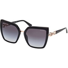 Guess Women's Sunglasses Shiny Black Acetate Butterfly Shape Frame GU00160 5501B