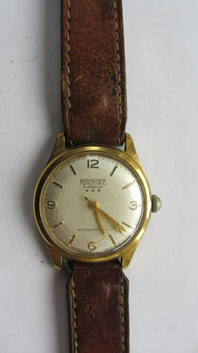 Montre Quartz PONTIAC Vintage - Boîtier Doré 28mm, Années 70, Ne Fonctionne PAS (occasion)