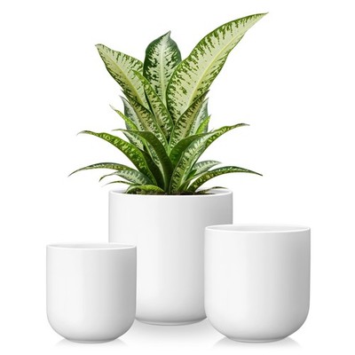 Ceramic Plant Pots, 4+5+6 inches, Set of 3, Planters with Drainage Hole, Flow...