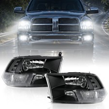 Black Housing Clear Corner Headlight Lamps For 09-10 Dodge Ram 1500 68001485ag Black Housing Clear Corner Headlight Lamps For 09-10 Dodge Ram 1500 68001485ag