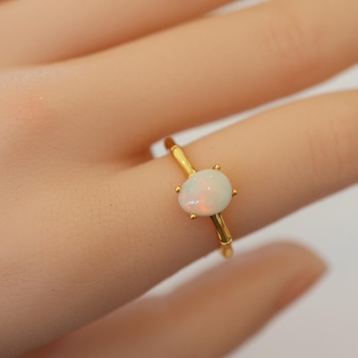 Red Aurora Opal Ring 18k Gold Vermeil | October Birthstone Gift for Her