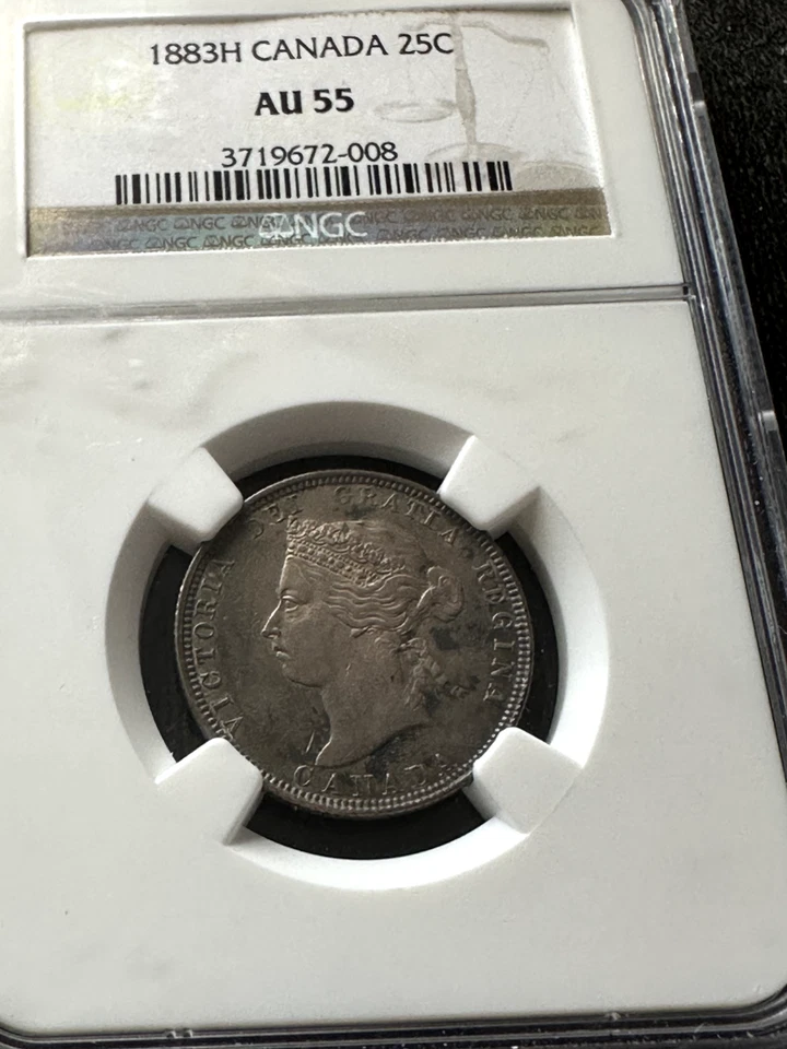 1883H  NGC Graded Canadian  ¢25 Cent, **AU-55** Cert# 008 - Image 4 of 4