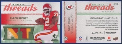 Glenn Dorsey 2008 SP Threads RC #RT-GD DUAL Rookie Threads - Chiefs - #'d 18/99