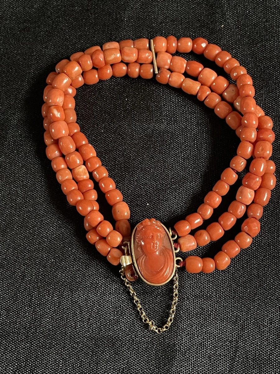 Pendentif Ancien Or Rose 18k Avec Trèfle Et Perles De Corail - Environ 1890, Pièce Vintage Unique