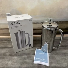 Williams Sonoma ESPRO P7 French Press Double Walled Coffee Maker 32-oz Silver OB