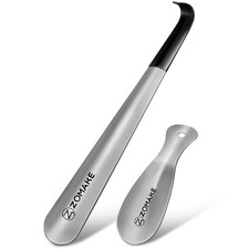 ZOMAKE Shoe Horn Long Handle for 16.5 7.5 inch, 16.5" 7.5" Silver 2pcs