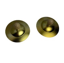 PAIR OF 3-1/4 GOLD TONE METAL CYMBALS WITH WO...