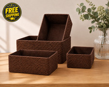 Recycled Wicker Storage Basket, Paper Rope Storage Baskets for Organizing Contai