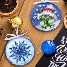 Penguins Bead Embroidery Kit   DIY Handmade Christmas Ornament Making Set