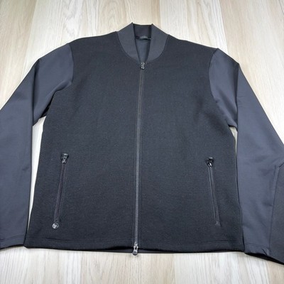 Greyson Mens Black Classic Lightweight Travel Tecno Knit Bomber Jacket Size L