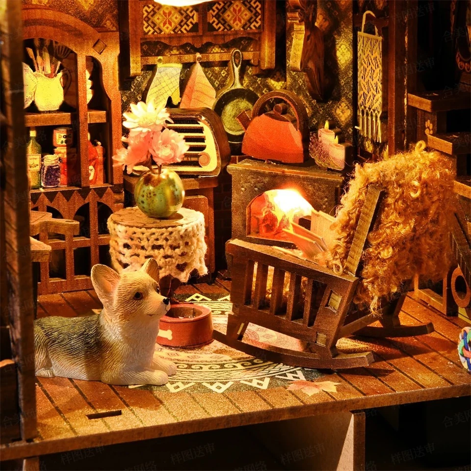 DIY 3D Wooden Puzzle Book Nook Kit Twilight Cottage Bookshelf Insert Dollhouse - Image 4 of 4