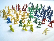 Cowboys  Indians Plastic Army Soldier Style Figures Count 69, Large Mixed Lot
