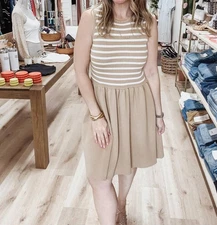 Wishlist Coastal Drift Striped Contrast Mini Sweater Dress Size M