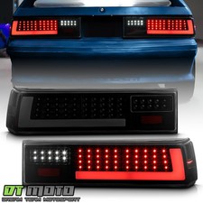 For 1987-1993 Ford Mustang Black Smoked Full Led Tail Lights Lamps W Led Tube