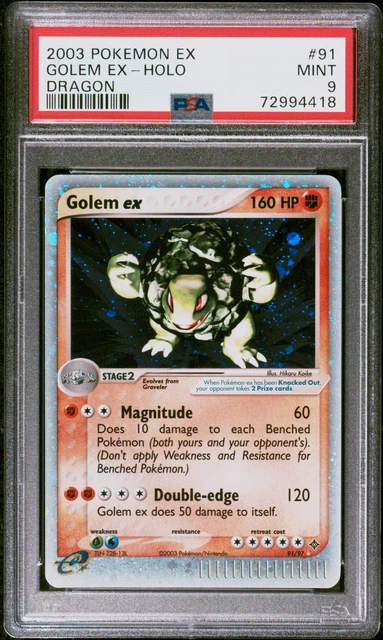 2003 POKEMON EX DRAGON #91 GOLEM EX-HOLO PSA 9