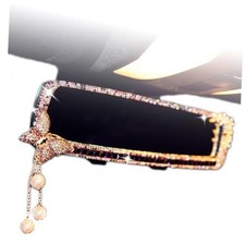 Bling Rhinestone Rear View Mirror with Cute Butterfly, Purple Car purple
