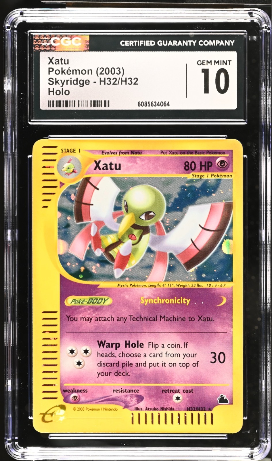 POKEMON CGC 10 Pokémon English Xatu H32/H32 2003 Skyridge Rare Holo *4064