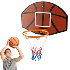 26" Wall Mounted Basketball Hoop Set w/Shatter-proof Backboard Indoor Toy Gift