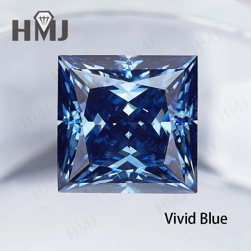Princess Cut Loose Moissanite Vivid Blue Color Stones VVS1 with GRA Certificate - Image 3 of 4