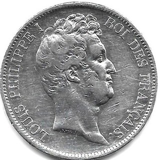 Superbe pièce argent Fse. 900/1000ièmes 5 Francs Louis Philippe tête nue 1831 A