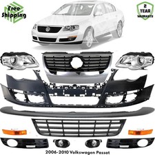Front Bumper Cover & Headlight Assembly Kit For 2006-2010 Volkswagen Passat