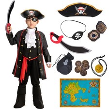 Halloween Pirate Costume for Kids Boy Captain Pirate Costume Set for Hallowee...