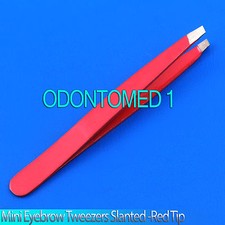 New 3.5" Eyebrow Tweezers Slanted Precision Tip - Red - Solid Classic Design