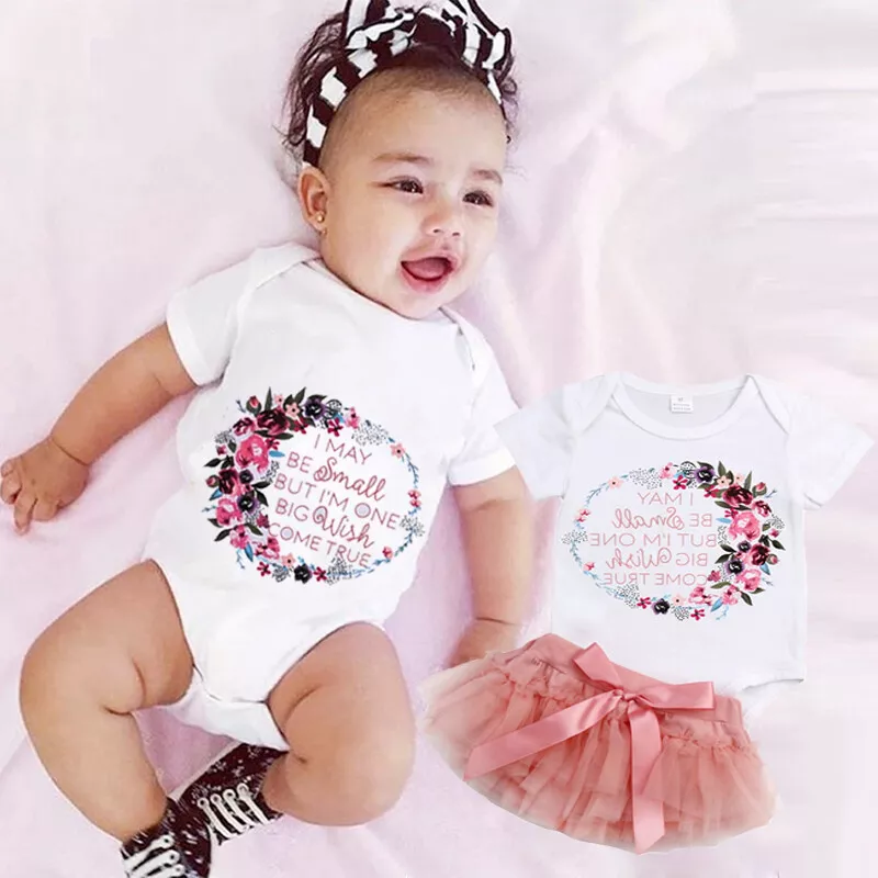 2PCS Newborn Kids Baby Girl Outfits Clothes Tops Romper Bodysuit