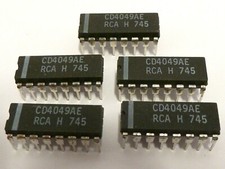 IC CD4049 CD4049AE RCA CMOS Hex Inverting Buffer-Converter 16 pin DIP Qty 5 
