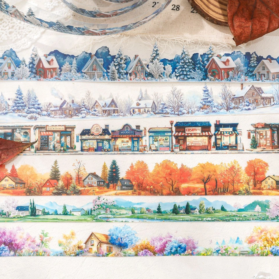 1 Rollo Casa Paisaje PET Cinta Adhesiva Diario Álbum Álbum Álbum de Recortes Collage Artesanías Foto 2 de 4