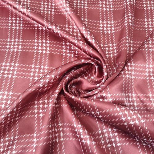 Sold by yard Houndstooth Plaid Satin Material Fabric Soft Scarf Lining Tissu - Picture 12 of 14