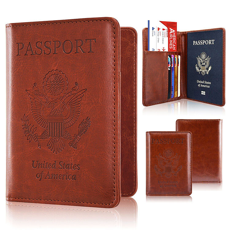 RFID Blocking Leather Passport Holder Wallet for Secure Travel Protection-image