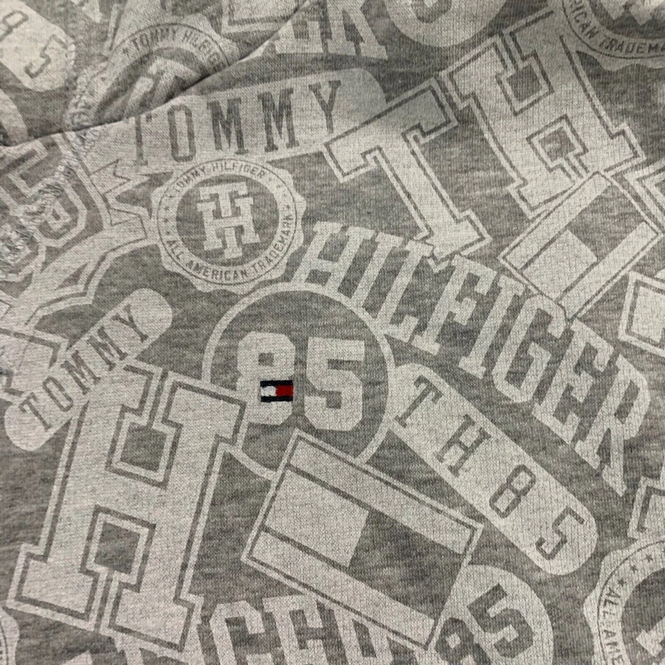 Tommy Hilfiger Sweater Youth Medium 12/14 Gray Logo Spelled Out All Over Hoodie - Image 4 of 4